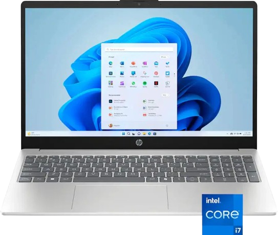 HP Laptop 15-fd0127dx (B4HN8UA) – Intel® Core™ i7-1355U (up to 5.0 GHz with Intel® Turbo Boost Technology), 13th Generation, 15.6″ diagonal FHD display, 512 GB PCIe® NVMe™ M.2 SSD, 16 GB DDR4-3200 MT/s (2 x 8 GB) RAM, Intel® Iris® Xᵉ Graphics, Windows 11 Home. Silver.