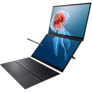 ASUS Zenbook Duo UX8406CA-DS79T – Intel® Core™ Ultra 7 Processor 255H 2.0 GHz (24MB Cache, up to 5.4 GHz, 16 cores, 16 Threads), 14” OLED 3K 120Hz Touchscreen, 32GB LPDDR5X (on board) RAM, 1TB M.2 NVMe™ PCIe® 4.0 SSD, Windows 11 Home. 