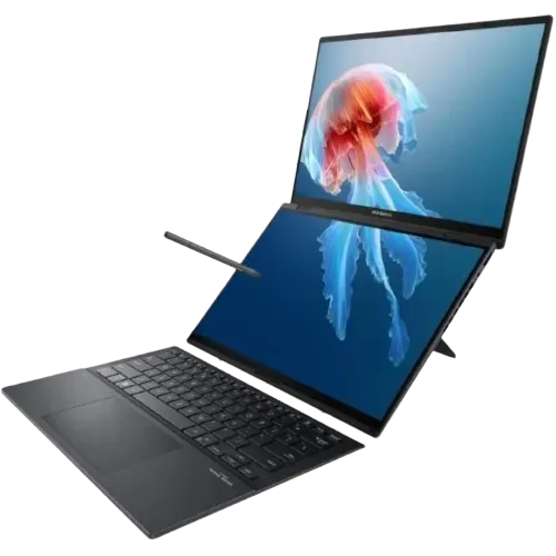 ASUS Zenbook Duo UX8406CA-DS79T – Intel® Core™ Ultra 7 Processor 255H 2.0 GHz (24MB Cache, up to 5.4 GHz, 16 cores, 16 Threads), 14” OLED 3K 120Hz Touchscreen, 32GB LPDDR5X (on board) RAM, 1TB M.2 NVMe™ PCIe® 4.0 SSD, Windows 11 Home. 
