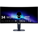 DELL ALIENWARE 34 GAMING MONITOR (AW3425DWM) – 34” WQHD (3440 x 1440), 180 Hz, 1500R Curved Screen, Anti-Glare, HDMI, USB.