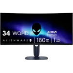 DELL ALIENWARE 34 GAMING MONITOR (AW3425DWM) – 34” WQHD (3440 x 1440), 180 Hz, 1500R Curved Screen, Anti-Glare, HDMI, USB.