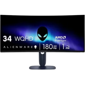 DELL ALIENWARE 34 GAMING MONITOR (AW3425DWM) – 34” WQHD (3440 x 1440), 180 Hz, 1500R Curved Screen, Anti-Glare, HDMI, USB.